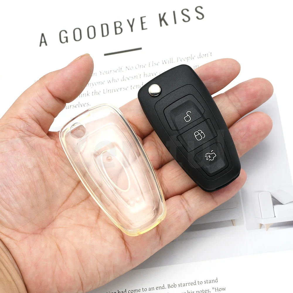 Transparent Black TPU Car Key Case Cover Shell For Ford Mondeo Transit Tourneo Custom Ranger C-Max S-Max Focus MK3 Galaxy
