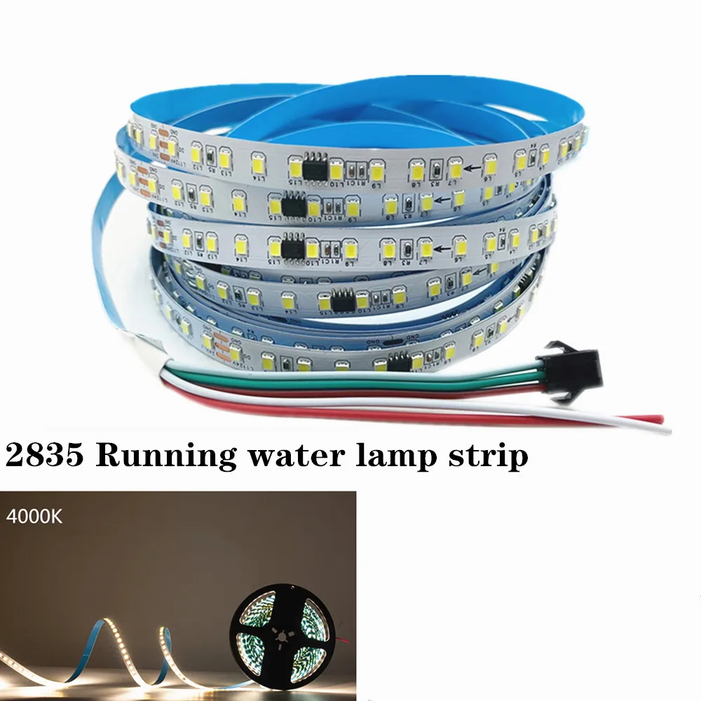 WS2811 2835SMD 24V DC Taśma LED do biegania Światło płynne Kontroler bezprzewodowy Elastyczna lampa Wstążka 120 diod LED/M Zestaw IP30 5M