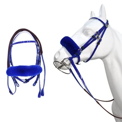 Bridle de couro acolchoado para cavalos, fivela inspirada na UE, inclui rédeas Web com paradas de mão, hors