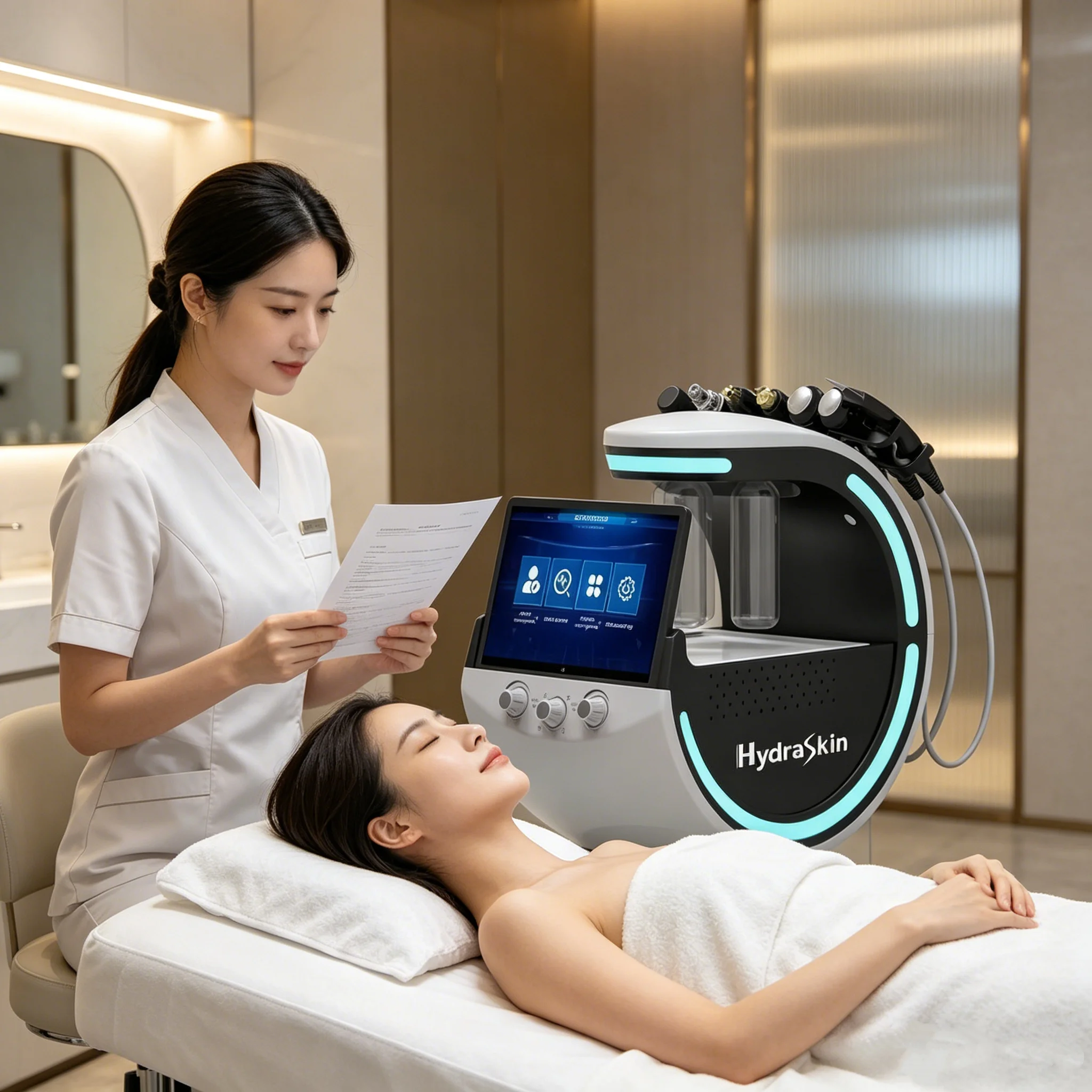 epilator 7 in 1 Smart Ice Blue Analyzer Multifunction Facial Machine Diamond Hydra Dermabrasion Facial Aquafacial SLyric