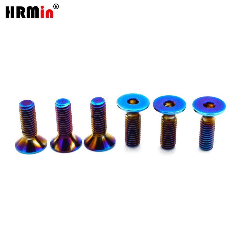 HRMin Countersunk Gr.5 Titanium Alloy Ti-6Al-4V Bolt 6ps M5*15mm for Auto Steering Wheel Modification