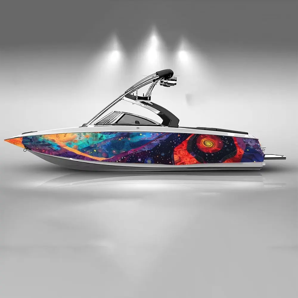 Colorful Galaxy Mysterious Spiral Substance Boat Sticker Vinyl Ship Pontoon Deck Boat Fishing Decorative Pontoon Boats Decal