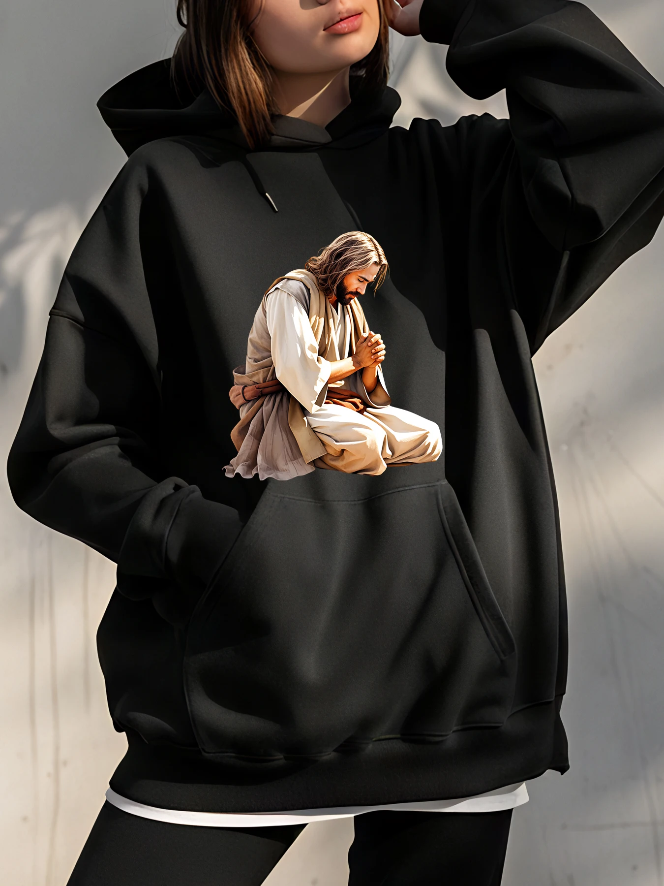 

Толстовка с капюшоном «Христианский Иисус» с религиозным принтом, толстовка унисекс, повседневная уличная одежда для мужчин и женщин, модная вера