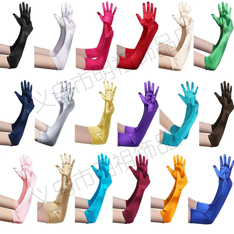 Gatsby Opera Party Satin Elastic Elbow-Length Gloves 45cm