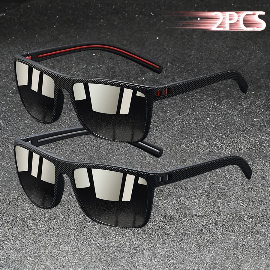2PCS Vintage Designer Sunglasses Fashion Colorful Stripe Plaid Unisex Suitable Driving Fishing Mountaineering Outdoor Eyewear