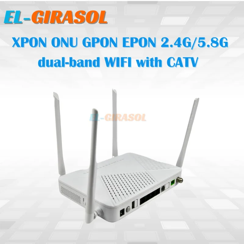 

XPON ONU GPON EPON 2.4G/5.8G Dual-Band WIFI With Multi-SSID CATV RF OUT 4X1G TR069 IPV4 IPV6 Fiber Optic Equipment FTTH