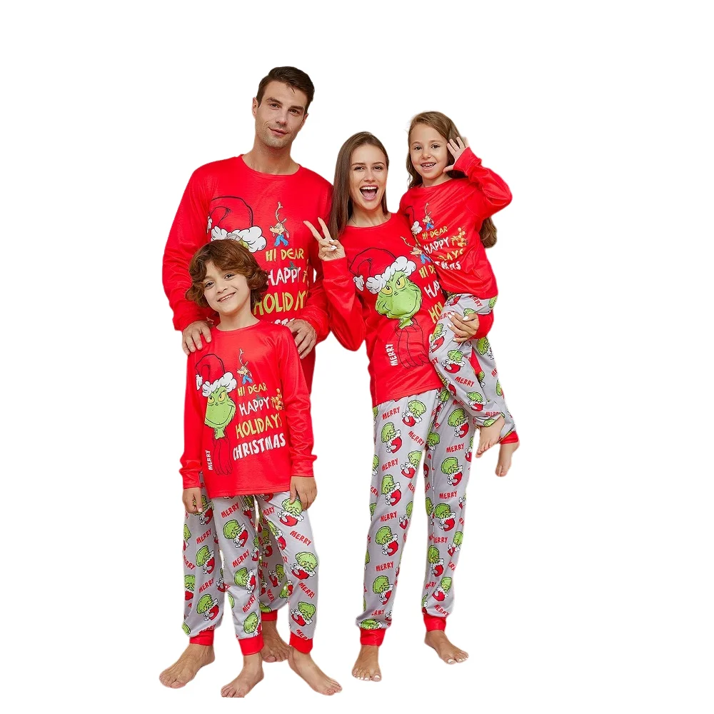 Xmas Family Matching Pajamas Set New Arrivals 2025 The Greench Letter Print Adult Kids Pjs Baby Jumpsuit Dog Clothes