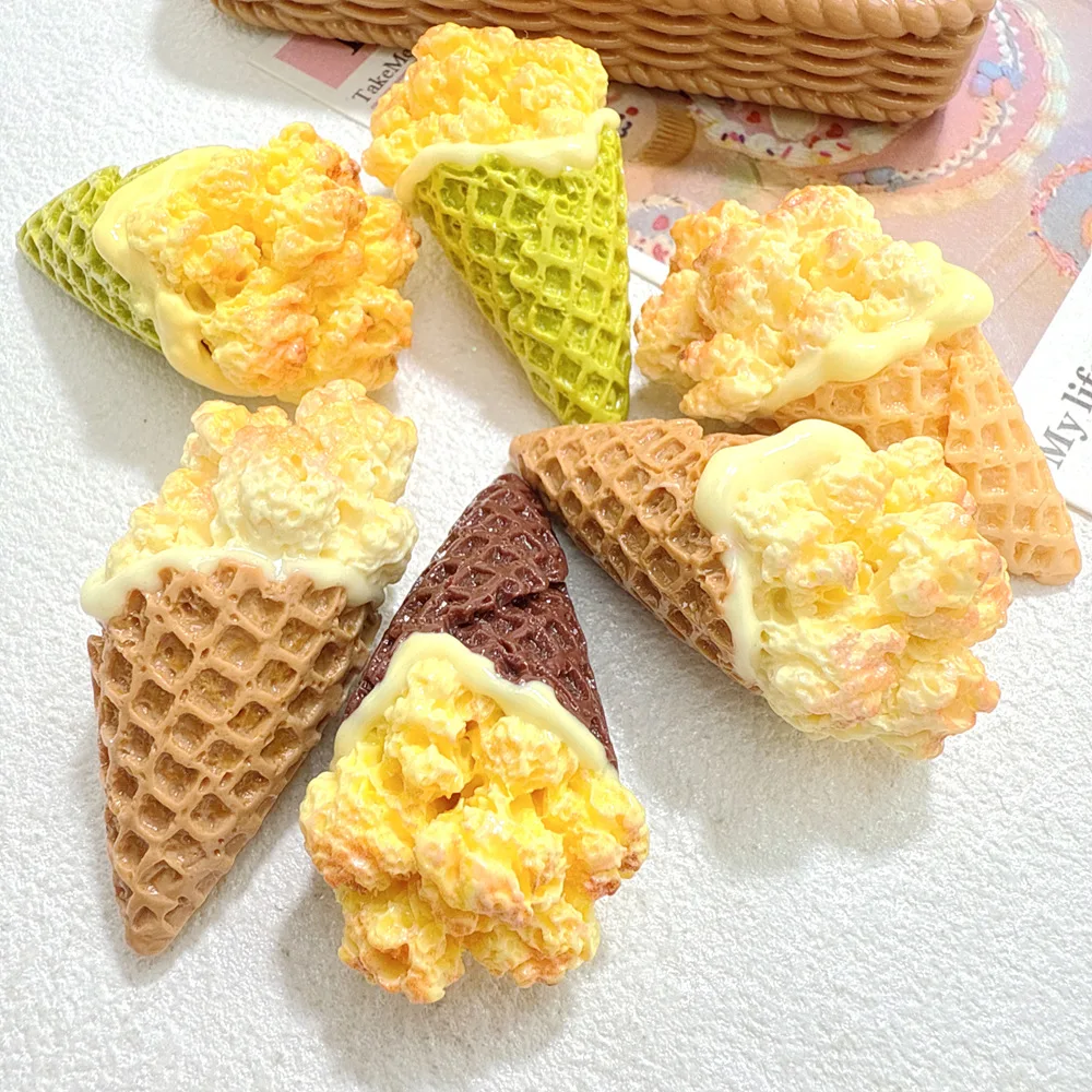 4/40Pcs Sweet Miniature Resin Popcorn Flatback Cabochon Scrapbooking Kawaii DIY Hair Charms Keychain Supplies Decor Accessories