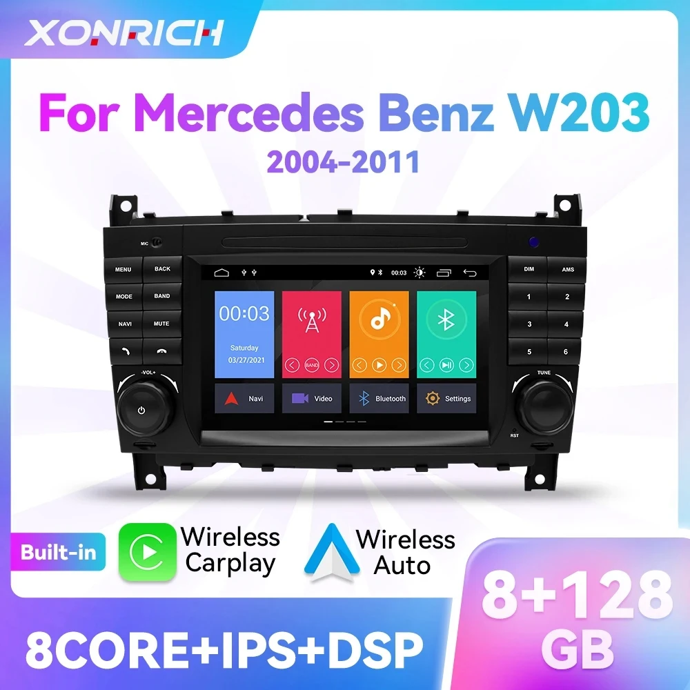 8 GB Carplay Android 12 Autoradio-Multimedia-Player für Mercedes/Benz W203 W209 W219 A-Klasse A160