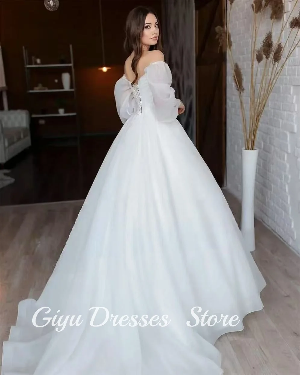 Giyu Modern A-line Abiti da sposa Sweetheart Sweep Train Manica lunga Abiti da sposa Plus Size Robe de mariage Personalizzato 2025