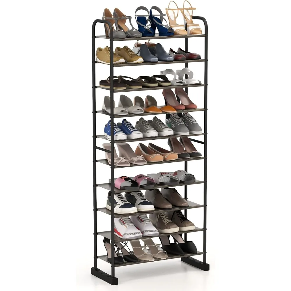 

10-Tier Free Standing Shoes Rack, Space-Saving Shoes Organizer Shoes Storage Stand, Shoe Tower Storage Organizer