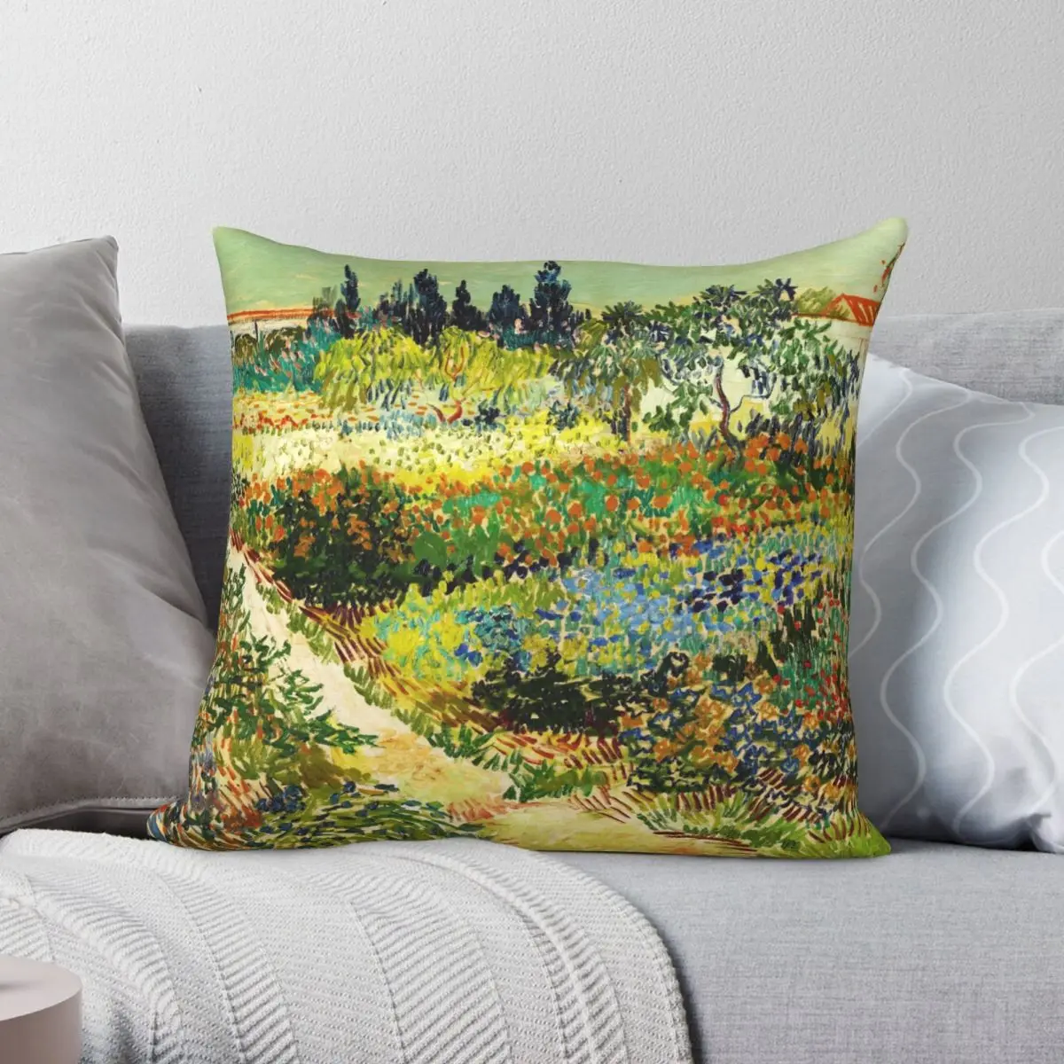 

Van Gogh Garden At Arles Square Pillowcase Polyester Linen Velvet Pattern Zip Decor Sofa Seater Cushion Case