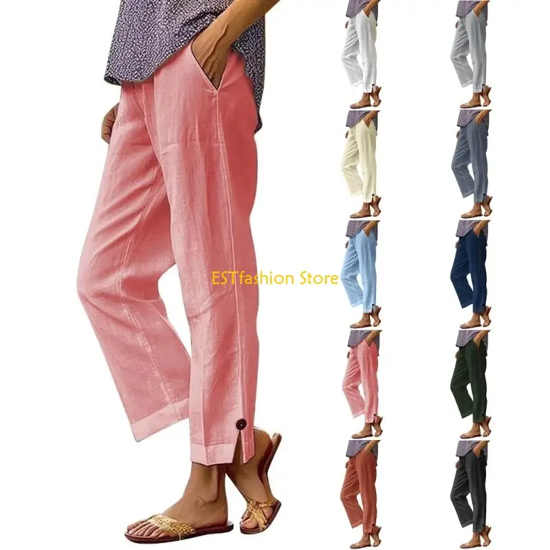Y5GC Women's Fashionable Trousers High Waist Design Stretch Comfort Polyester Mix Perfect for Yoga and Evening Activity