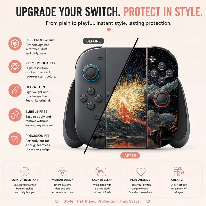 Creative pattern SWITCH game console protective film, with natural touch and comfortable feel, featuring personalized designs