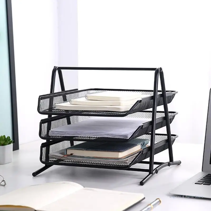 M17F Metal Mesh 2 Tier Document Letter Tray Desk File Office