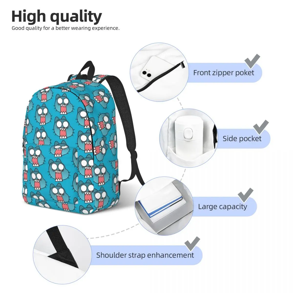 Cool Cartoon Storage Bag Campus Multi Compartment Gumball Male Lady Backpack Birthday