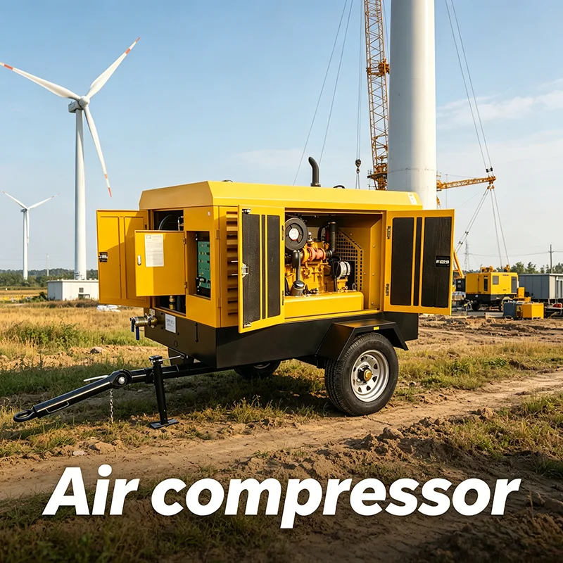 Portable Diesel Screw Air Compressor 375 425 460 550 600 650 CFM 12-18Bar For Mining Drilling Sandblasting Construction