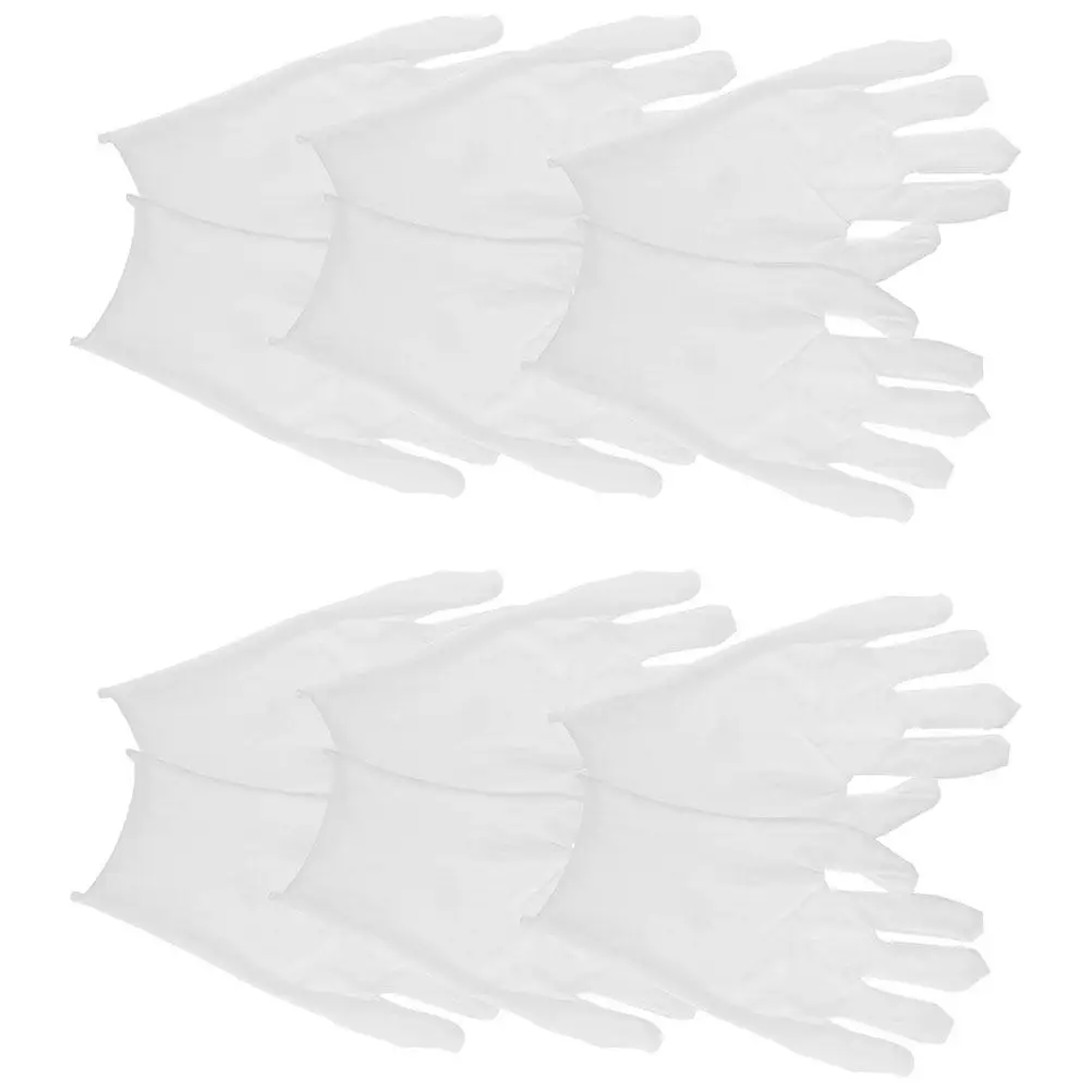 12Pairs Cotton Gloves for Men Jewelry Silver Coin Inspection Work Safety Handling Artifacts Thin Dexterity Comfortable