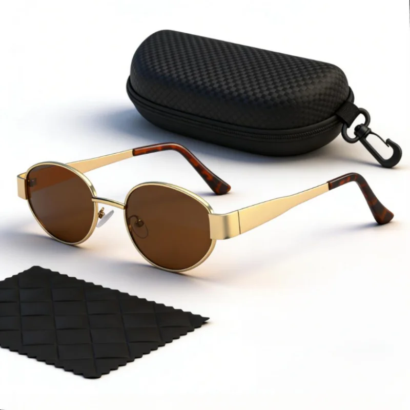 Luxury Metal Brand Sunglasses for Men and Women Unisex Designer Fashion Sun Glasses Oval Unisex Stylish Eyewear Shades UV400