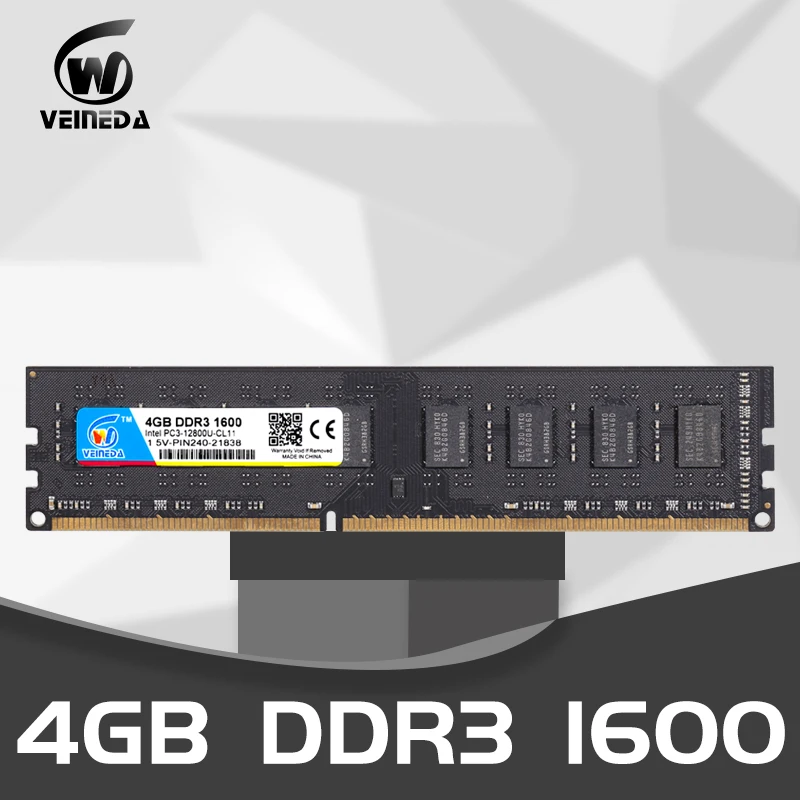 VEINEDA PC Memory RAM Memoria Module Computer Desktop DDR3 8gb 4gb  PC3 1333 1600 MHZ 1333MHZ 1600MHZ 10600 12800 4G RAM