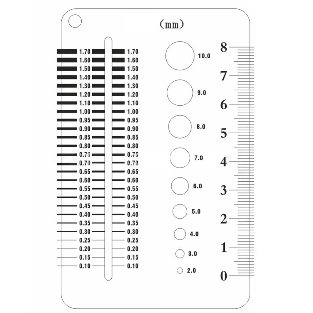 Stainless Steel Bolt Screw Gauge 105x66x0.8mm Plate Screw Diameter Measuring Ruler For Checking Of Bolt And Nut