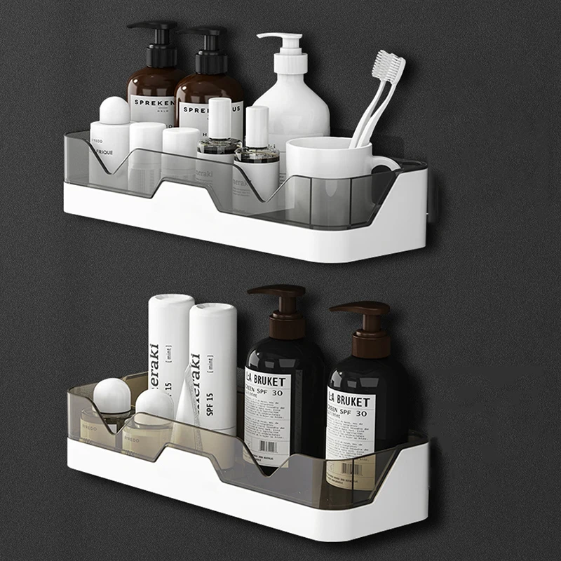 Wall-Mounted Kitchen Storage Bathroom Accessories Suitable For Cosmetics Shampoo Drainage Ventilation Plastic Storage Rack