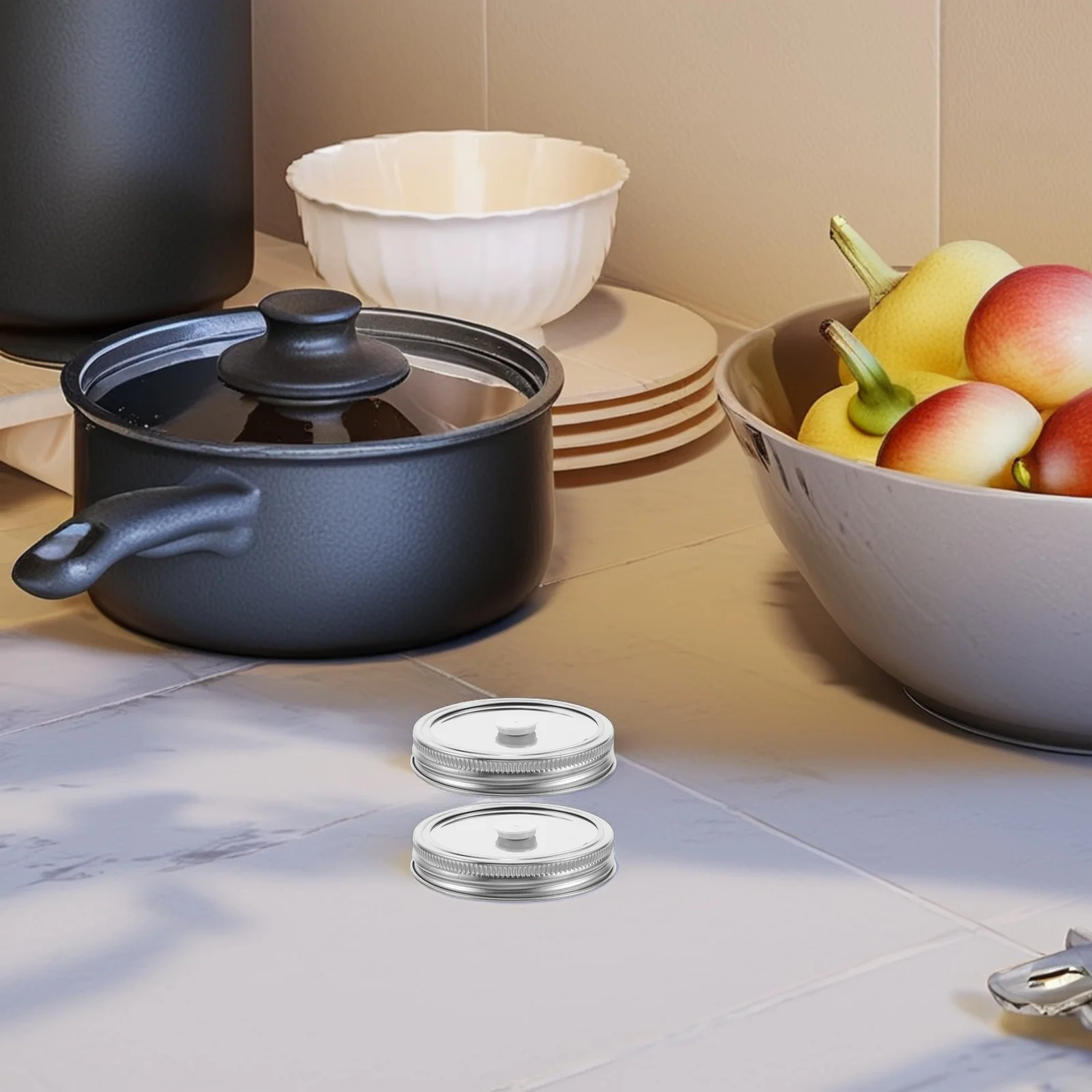 

2pcs Jar Vacuum Lid Stainless Steel Sealer Wide Mouth Food Grade Preservation Leak Proof Storage