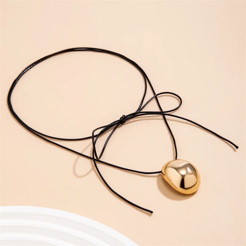 Trendy Arc Shape Geometric Pendant Necklace For Women Long Rope Chain Charm Choker Adjustable Jewelry Girl Y2K Accessories