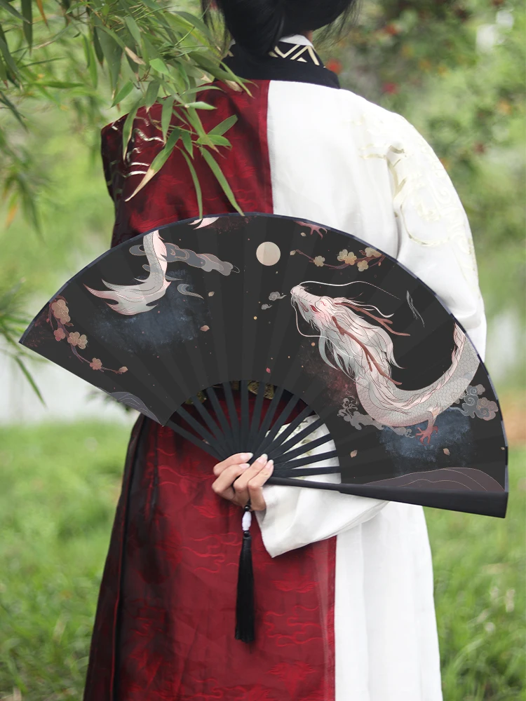 Antique home decoration folding fan silk cloth Chinese style ink Hanfu ancient male fan summer bamboo portable folding fan