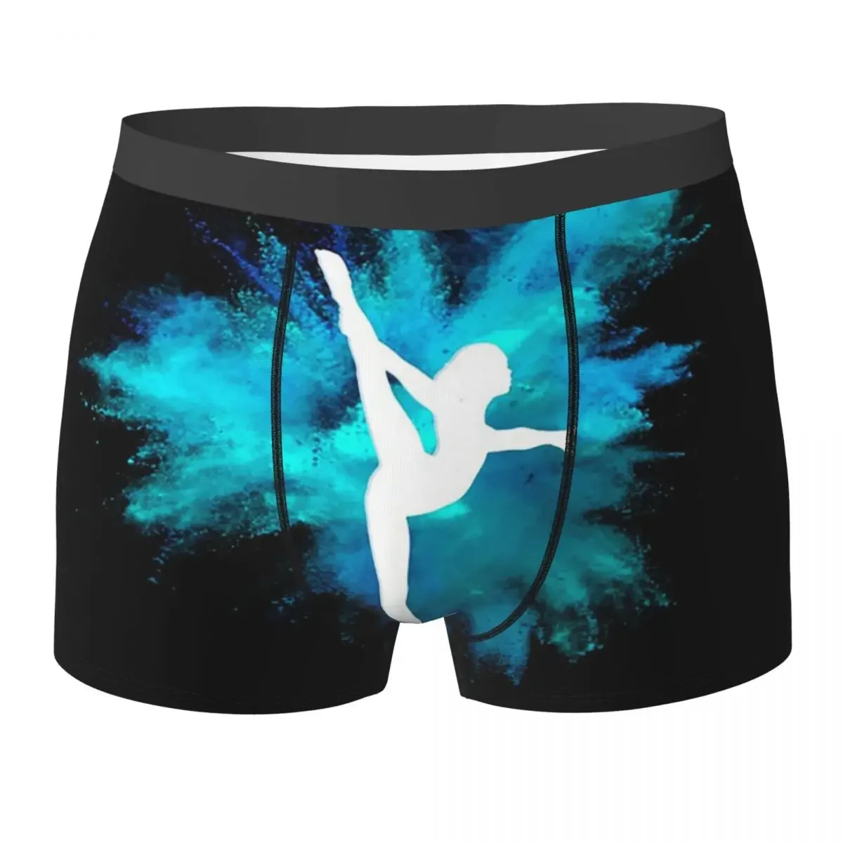 Boxer Underpants Shorts Gymnast Silhouette - Blue Explosion Panties Men's Breathable Underwear for Homme Man Boyfriend Gifts