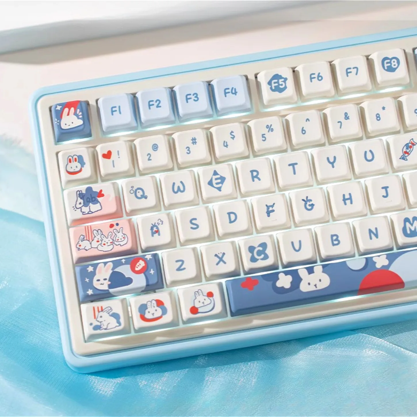 Blue Rabbit Themed MDA Keychain Kit PBT 149 Keys Suitable for 68/75/84/87/98/108 Personalized Mechanical Keyboard