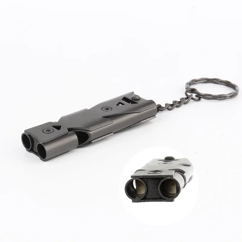 Portable whistle 120 db aluminum alloy double tube  lifesaving emergency SOS safety  survival whistle outdoor EDC Tool