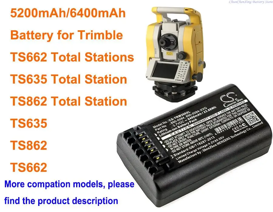 

Cameron Sino 5200mAh/6400mAh Battery for Trimble TS635,TS862,TS662 Total Stations,TS635 Total Station,TS635 Total Station,TS662