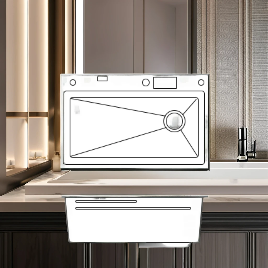 الحديثة شعبية اليدوية وعاء واحد بالوعة المطبخ متعددة الوظائف شاشة ديجيتال شلال كأس غسالة العداد