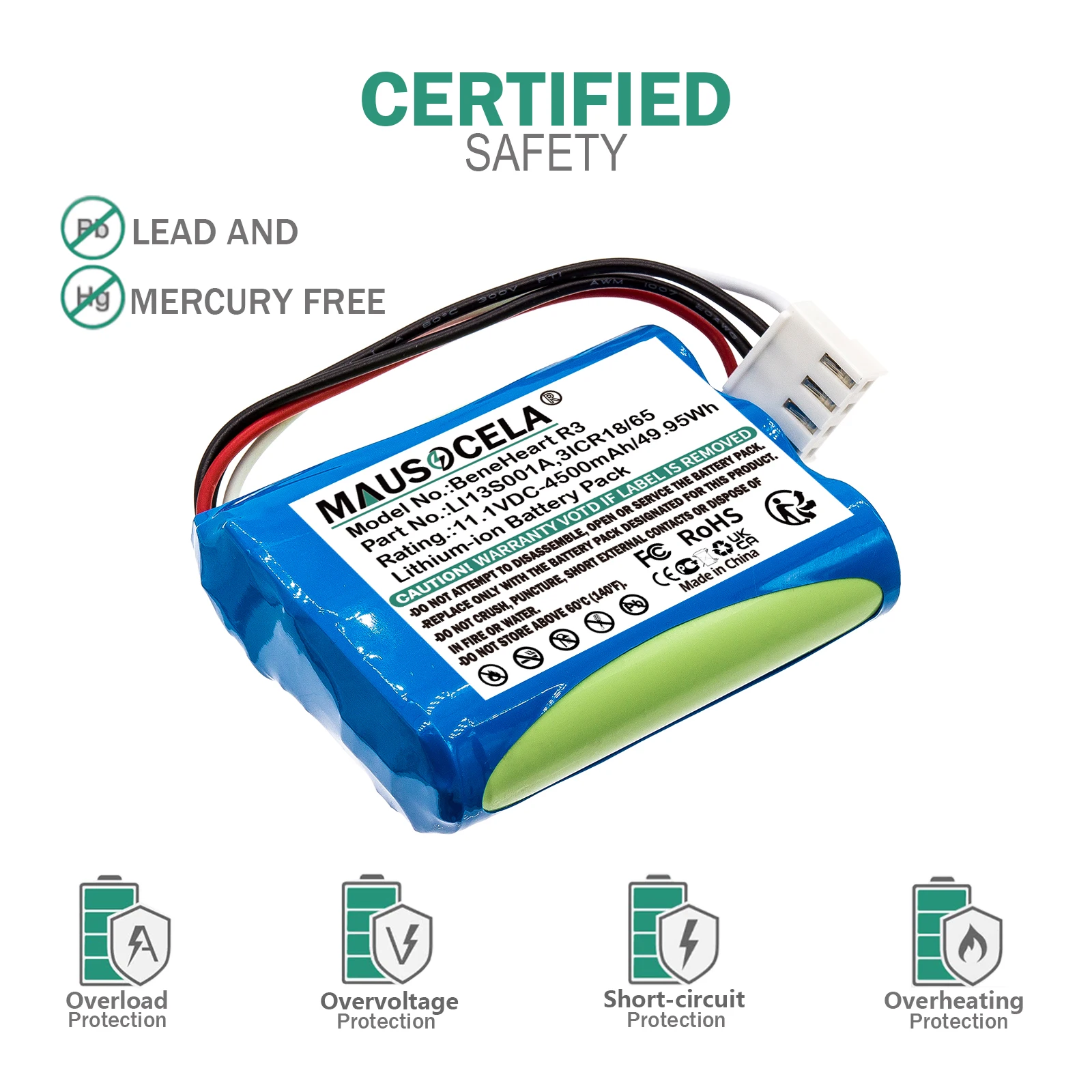 Medical Battery For Mindray:BeneHeart R3,BeneHeart R3A,uMEC10,BeneHeart R3 EKG,uMEC6,uMEC7,uMEC12,UBECONN C9,LI13S001A,3ICR18/65
