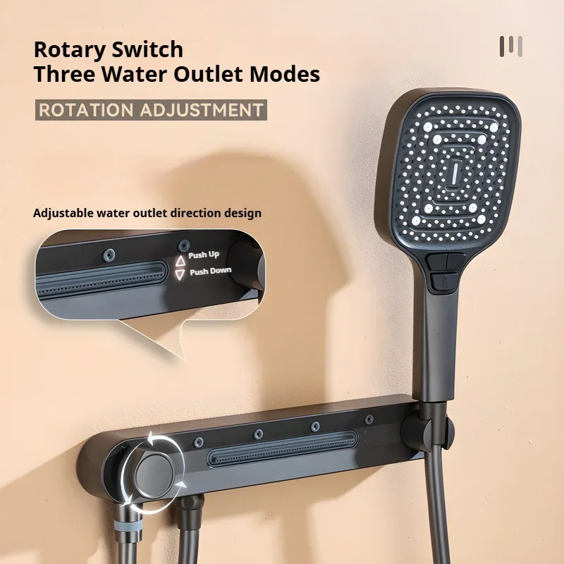 

Wall Mounted Shower Head High Pressure No Punching Shower Faucet Set Adjustable 3 Modes Rainfall Sprayer Bathroom Accessories