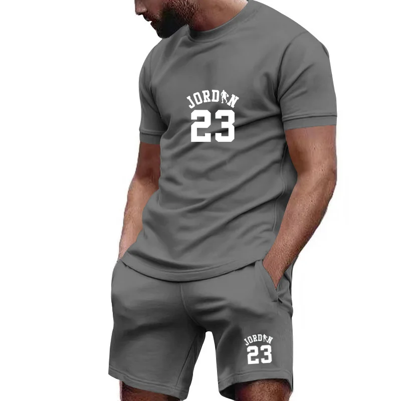 

Summer men's and youth clothing. Available in various colors. Breathable two-piece short-sleeved pants set.