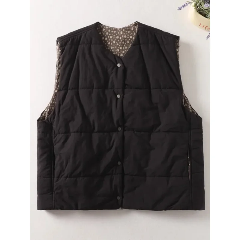 Chalecos acolchados Vintage para mujer, chaquetas femeninas informales de gran tamaño sin mangas con forro grueso y cálido, novedad de invierno 2025