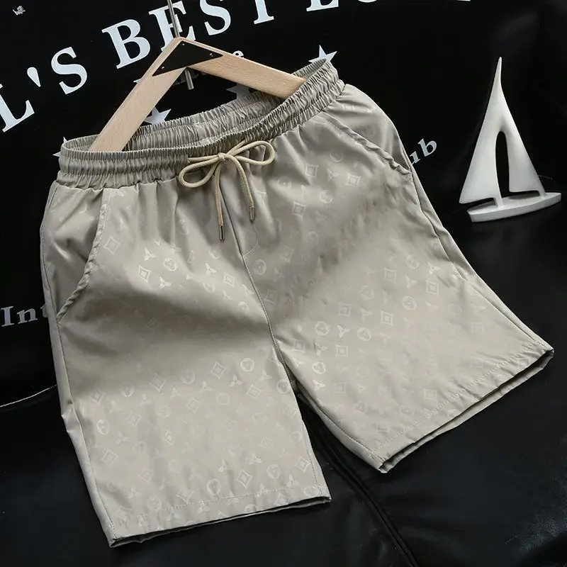 2024 summer new men's beach five-point pants ice silk thin shorts men's trend outer wear