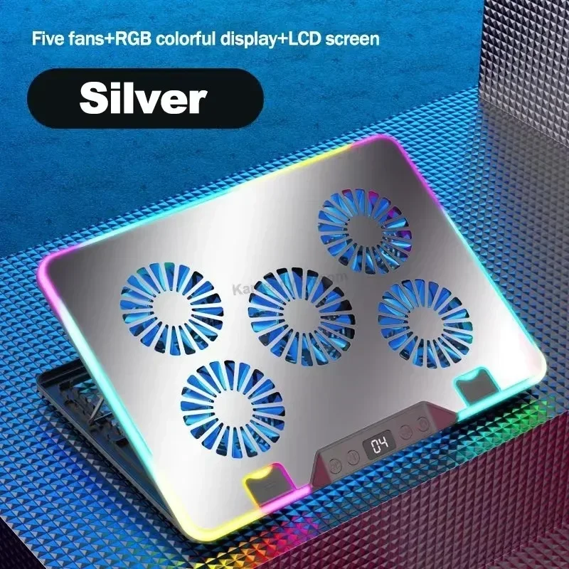 F36 หลายมุมปรับแล็ปท็อป Cooling Pad สนับสนุน 11-17.3 ''5 พัดลมโน้ตบุ๊ค Cooler Stand Dual USB พอร์ตแล็ปท็อป
