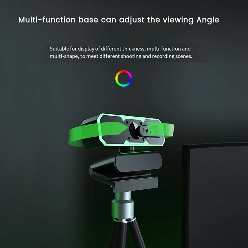 Cámara web con luz de relleno, micrófono, cámara USB, 60fps, ordenador, cámara web multifunción 1080P