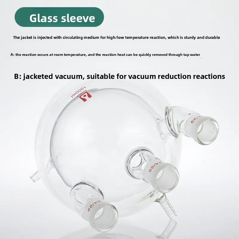 Glass Jacketed Round Bottom Flask Double Layer 250ml 500ml 1000ml Three Neck Four Neck Reaction Kettle