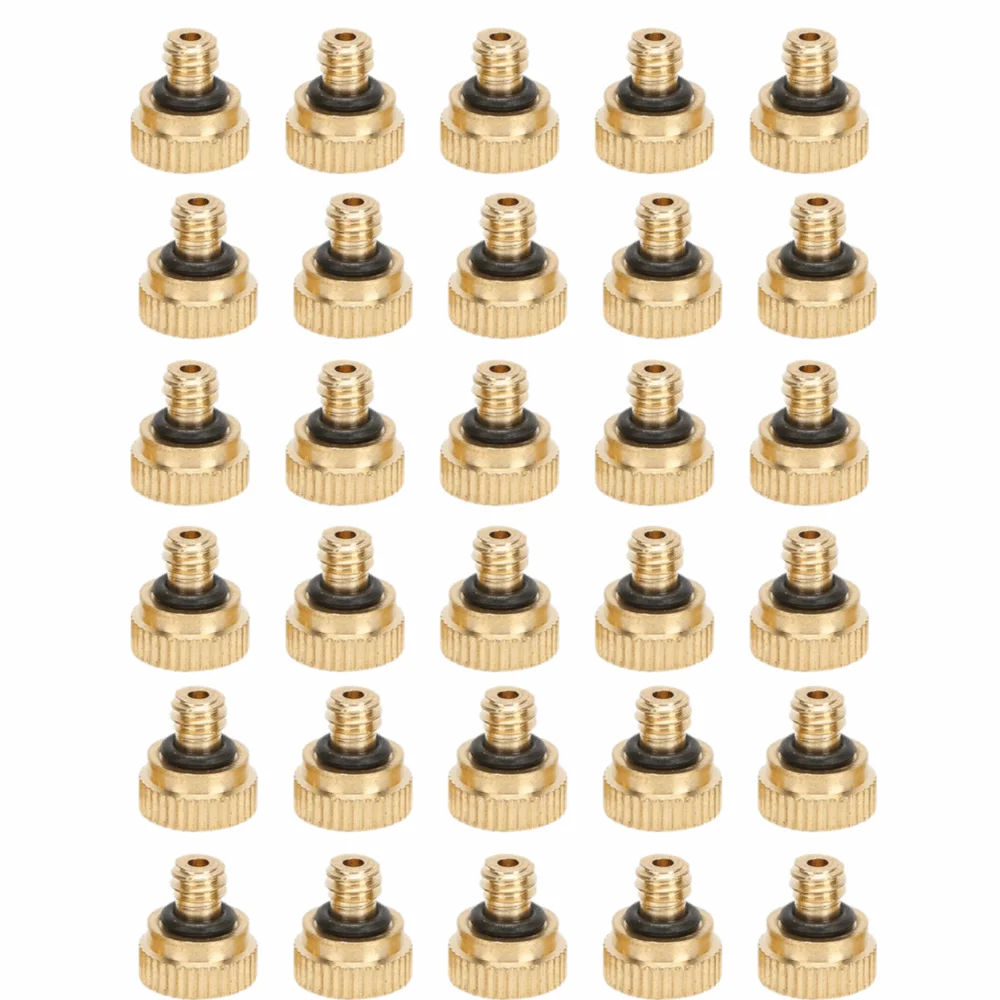 30PCS 0.5mm Orifice Brass Misting Nozzle 10/24 UNC Thread Brass Water Misting Nozzle Small Size Compact Mist Sprayer Nozzle