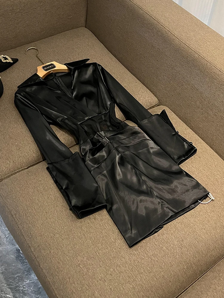 

Ele Bla Long Sve V-Ne Dr Женская сексуальная талия для похудения ort Dr Commute Sle с высокой талией Другой материал