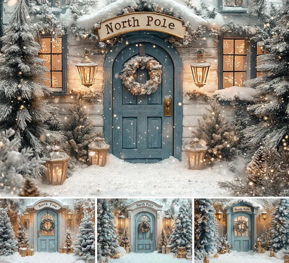 fondo de fotografia mehofond invierno navidad polo norte nieve pino arbol navidad ninos retrato familiar decoracion telon de fondo estudio fotografico