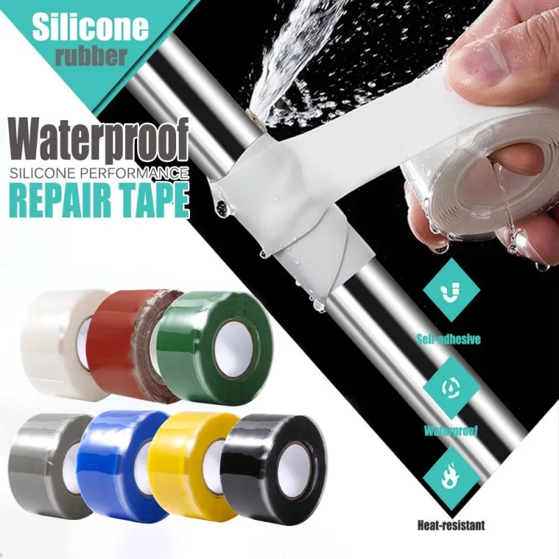 Self-Adhesive Silicone Tape, Waterproof Pipe Repair Tape, Heavy-Duty Leak Sealant, Suitable for Hoses, Roofs, Cars, and Boats 1.5m