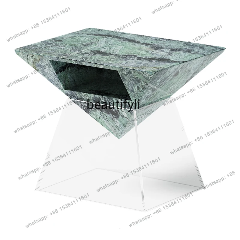 D30Italian minimalist natural marble sofa side side table bedside table household bedroom simple shelf