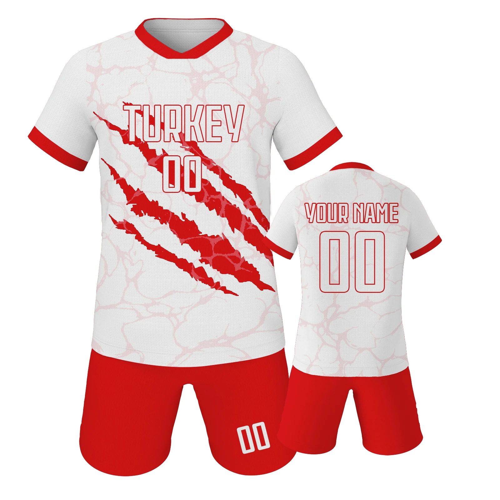 

Custom Turkey Soccer Jersey Personalized Printed Your Name Number Team Football Uniform Soccer Lover Gifts for 3-14Y Kids Fan