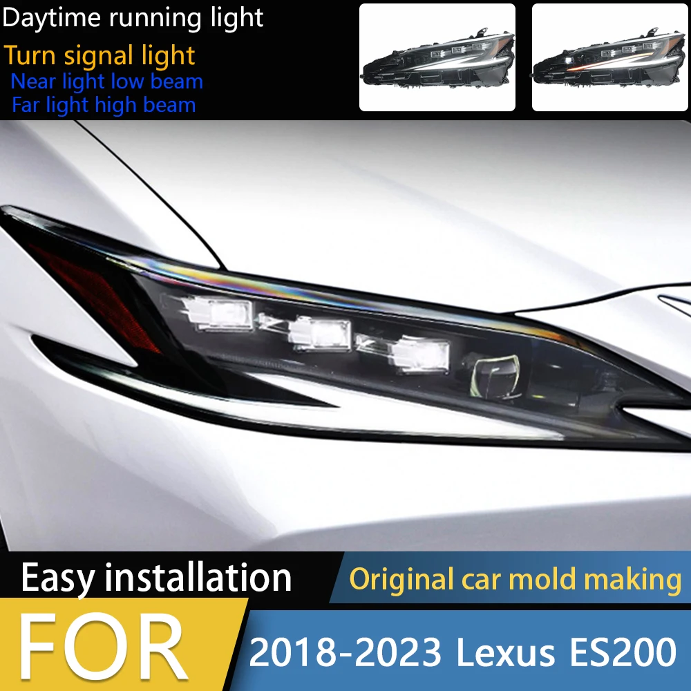 

Автомобильный Стайлинг, фары для Lexus ES200 2018-2023 ES300, светодиодные фары DRL, сигнальные линзы проектора, автоаксессуары