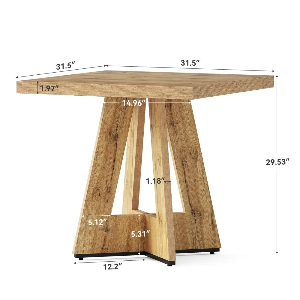 

31.5 Square Dining Table for 4, Small Space Kitchen Table with Pedestal Base, Farmhouse Wood Tables for Apartment, Dining Room